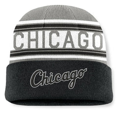 Chicago White Sox Fanatics Fundamental Team Stripe Cuffed Knit Hat - Black Hats