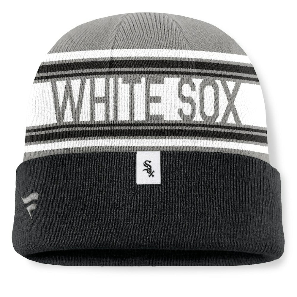 Chicago White Sox Fanatics Fundamental Team Stripe Cuffed Knit Hat - Black Hats