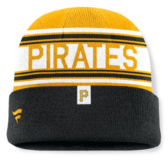 Pittsburgh Pirates Fanatics Fundamental Team Stripe Cuffed Knit Hat - Black Hats
