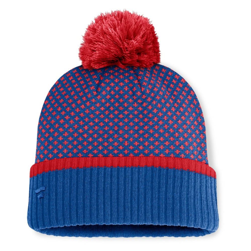 Chicago Cubs Fanatics Women's Fundamental Jacquard Cuffed Knit Hat with Pom - Royal Hats