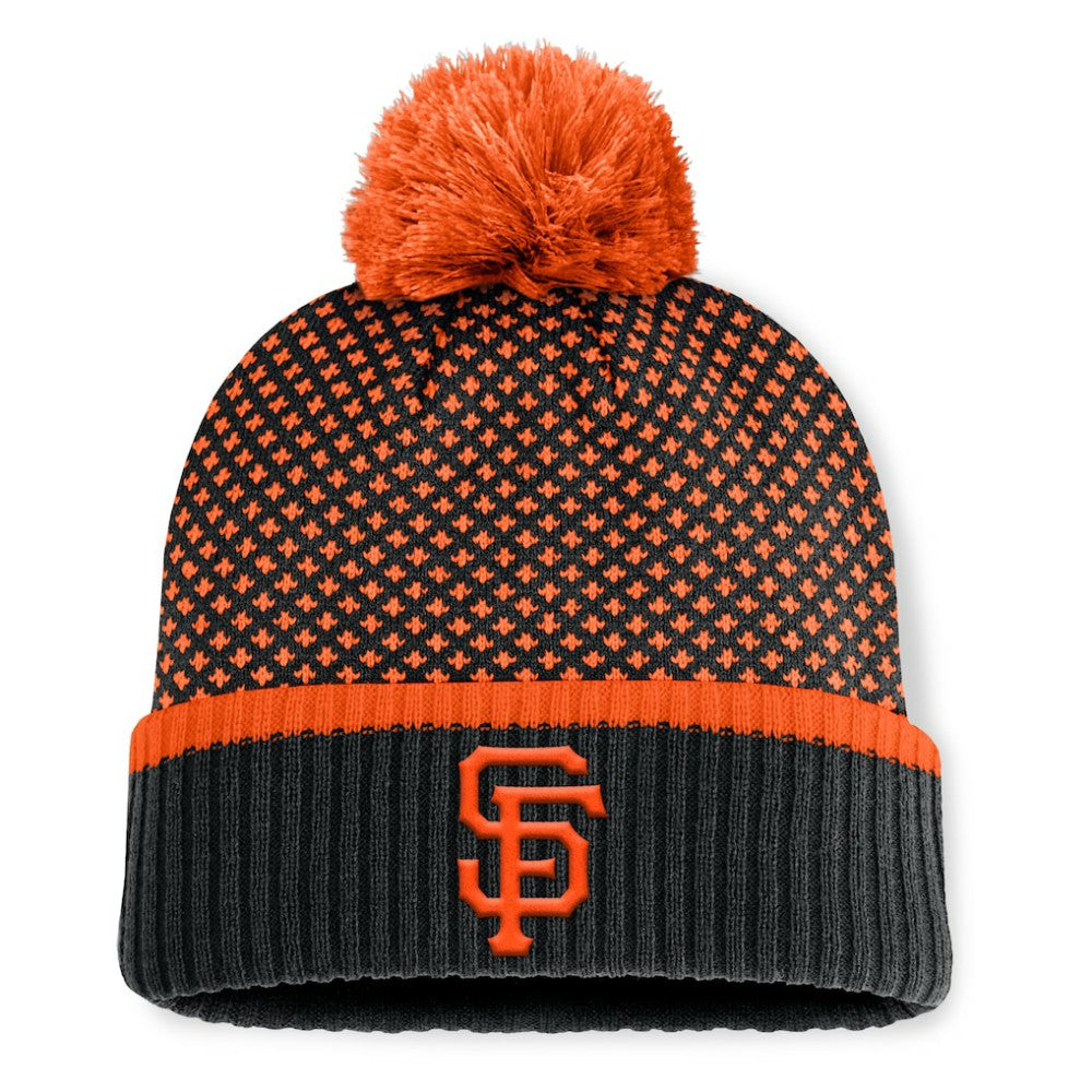 San Francisco Giants Fanatics Women's Fundamental Jacquard Cuffed Knit Hat with Pom - Black Hats