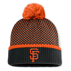 San Francisco Giants Fanatics Women's Fundamental Jacquard Cuffed Knit Hat with Pom - Black Hats
