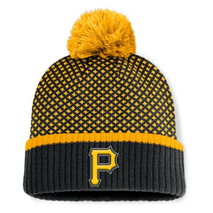 Pittsburgh Pirates Fanatics Women's Fundamental Jacquard Cuffed Knit Hat with Pom - Black Hats