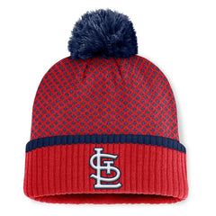 St. Louis Cardinals Fanatics Women's Fundamental Jacquard Cuffed Knit Hat with Pom - Red Hats