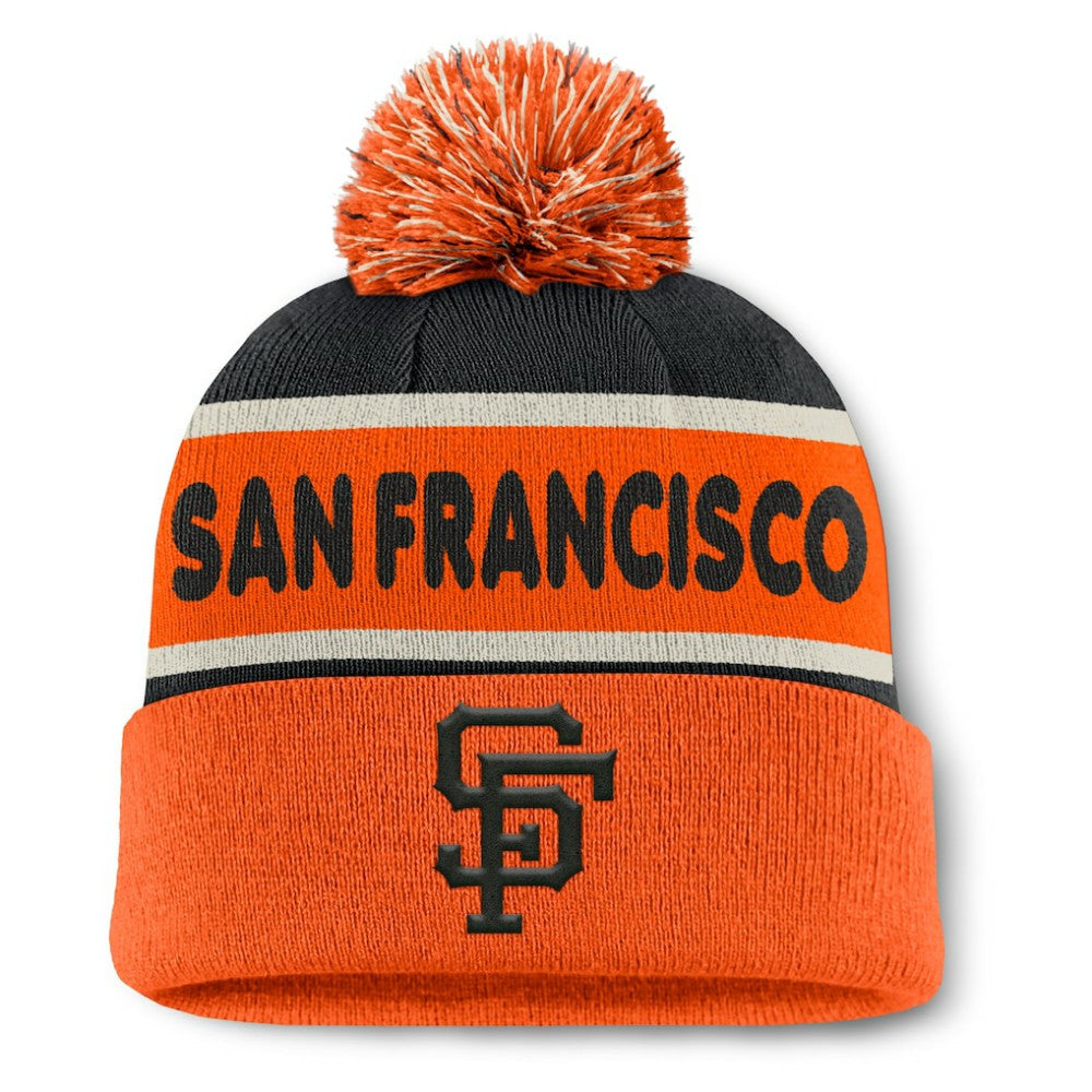 San Francisco Giants Fanatics Heritage Cuffed Knit Hat with Pom - Black/Orange Hats