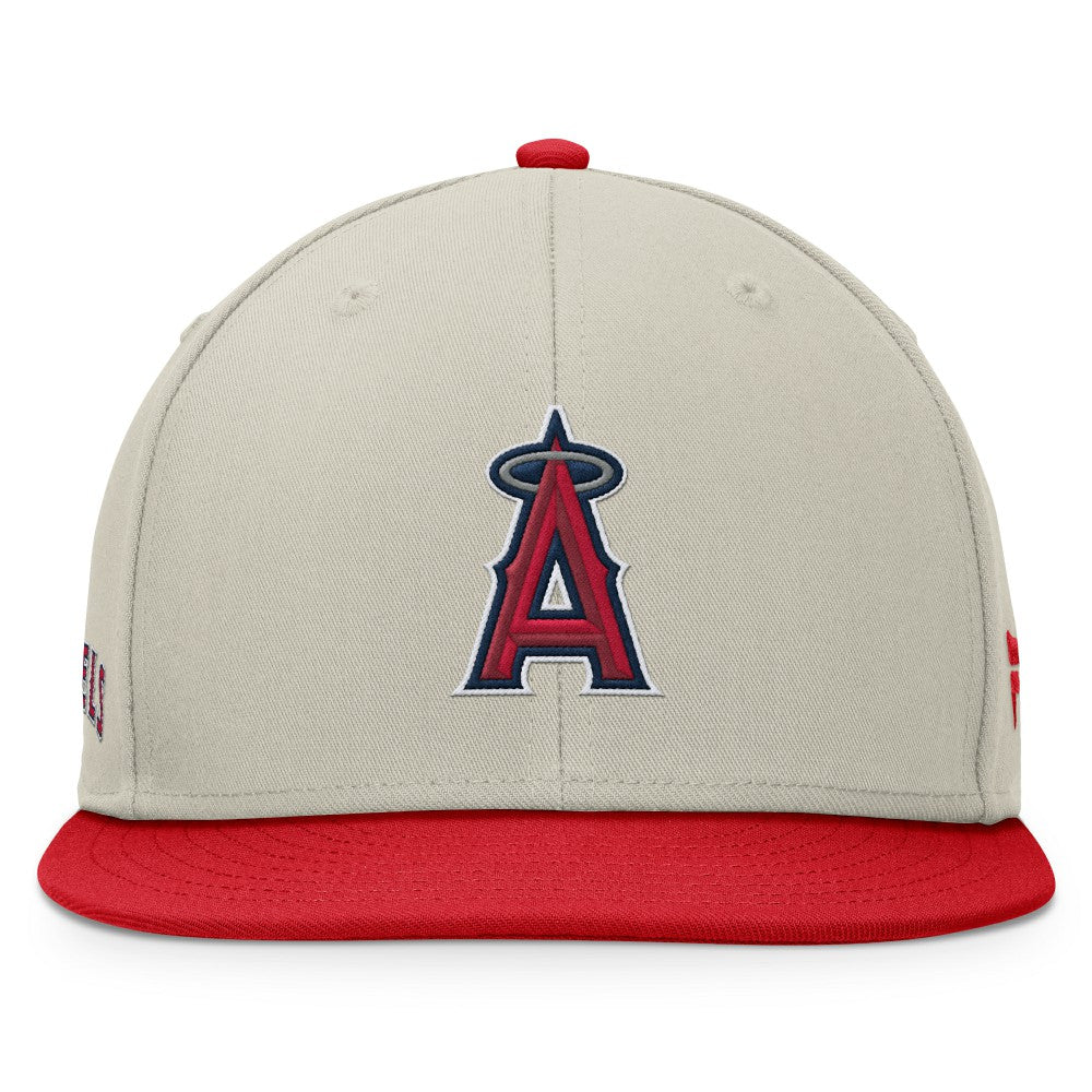 Los Angeles Angels Fanatics Team Two-Tone Snapback Hat - Khaki/Red Hats