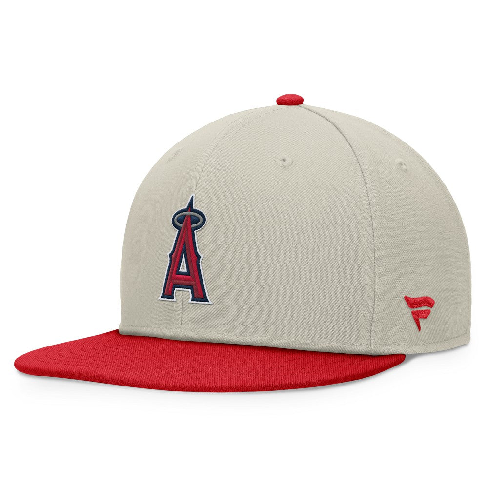 Los Angeles Angels Fanatics Team Two-Tone Snapback Hat - Khaki/Red Hats