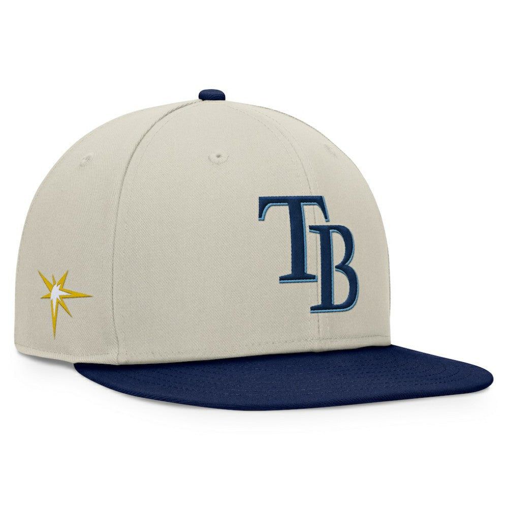 Tampa Bay Rays Fanatics Team Two-Tone Snapback Hat - Khaki/Navy Hats