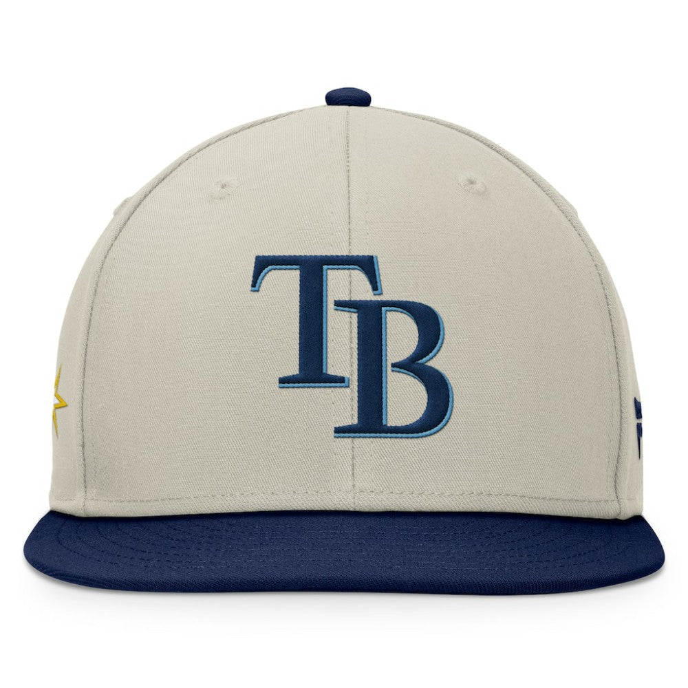 Tampa Bay Rays Fanatics Team Two-Tone Snapback Hat - Khaki/Navy Hats