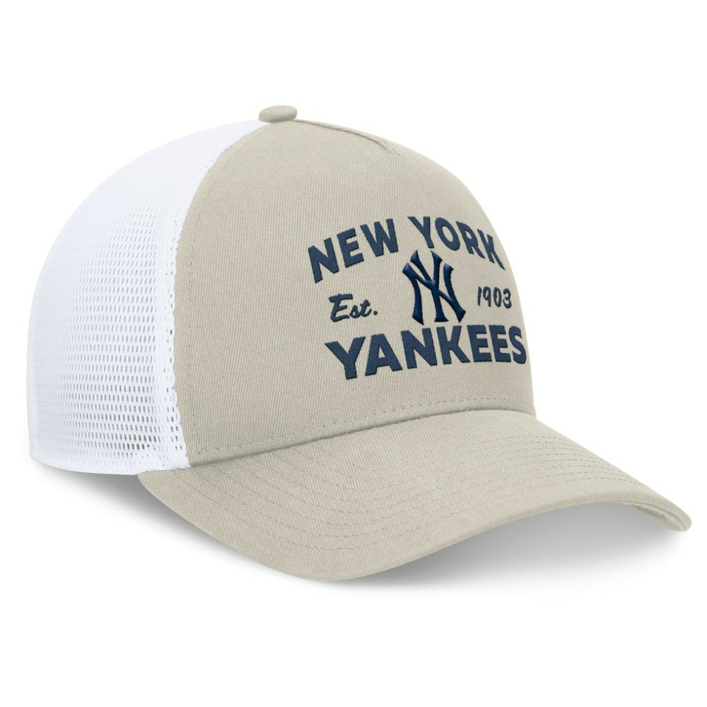 New York Yankees Fanatics A-Frame Trucker Adjustable Hat - Stone Hats