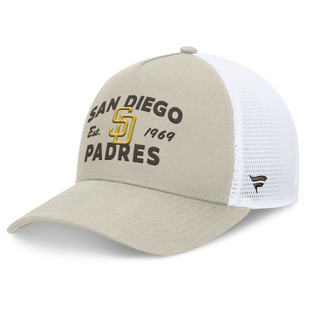 San Diego Padres Fanatics A-Frame Trucker Adjustable Hat - Stone Hats