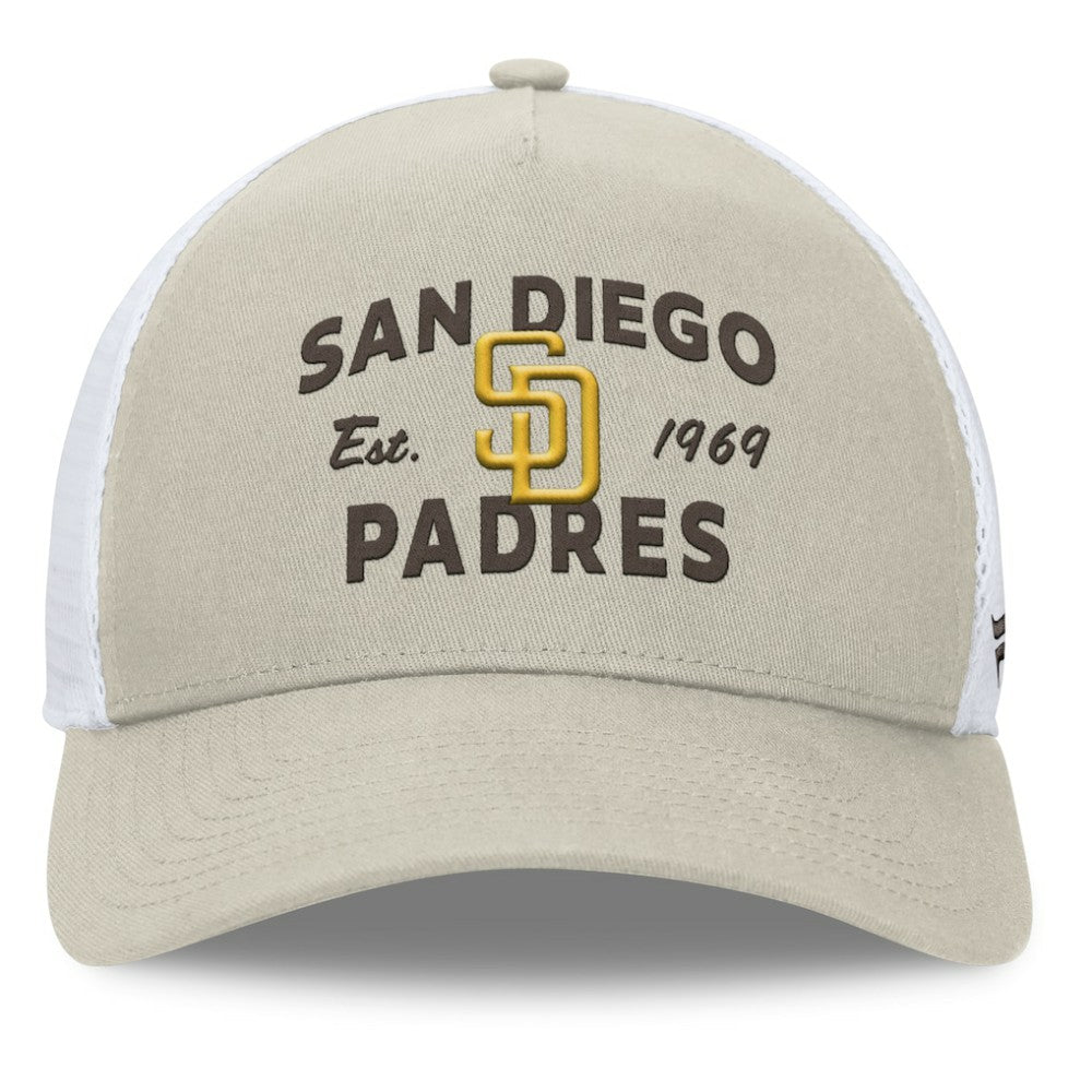 San Diego Padres Fanatics A-Frame Trucker Adjustable Hat - Stone Hats
