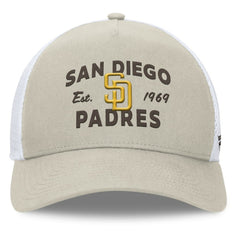San Diego Padres Fanatics A-Frame Trucker Adjustable Hat - Stone Hats
