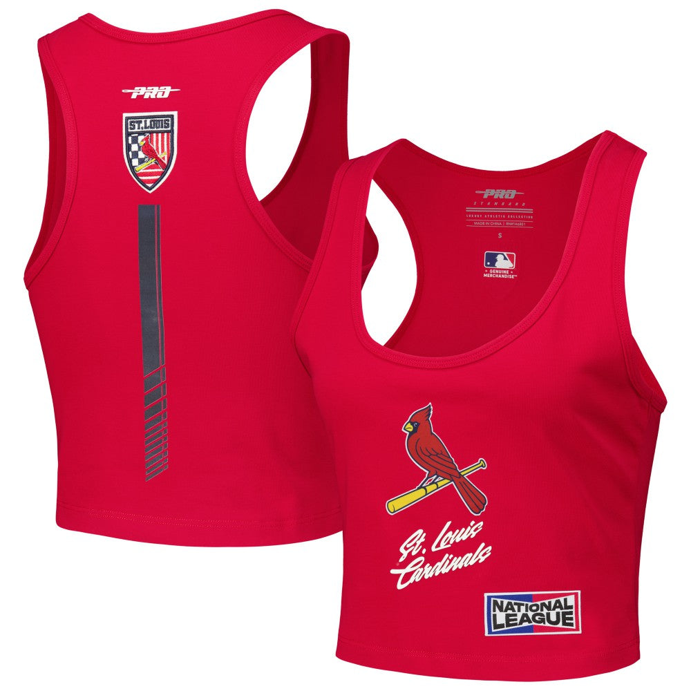 St. Louis Cardinals Pro Standard Women's Fast Lane Fitted Tri-Blend Cropped Tank Top - Red Tanks