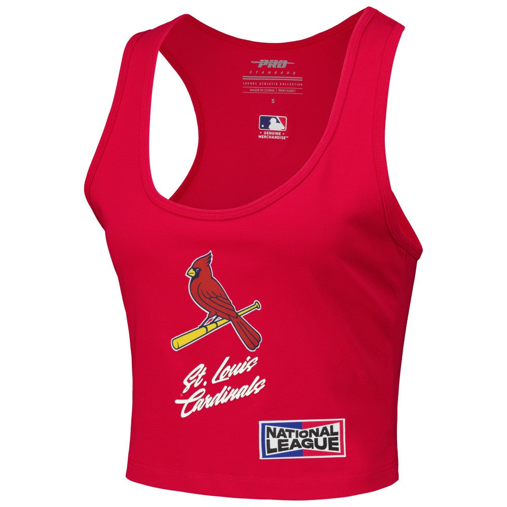 St. Louis Cardinals Pro Standard Women's Fast Lane Fitted Tri-Blend Cropped Tank Top - Red Tanks