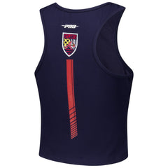 Atlanta Braves Pro Standard Women's Fast Lane Fitted Tri-Blend Cropped Tank Top - Navy Tanks