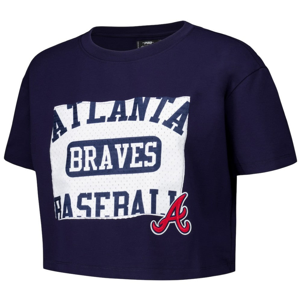 Atlanta Braves Pro Standard Women's Made To Play Boxy Cropped T-Shirt - Navy T-shirts