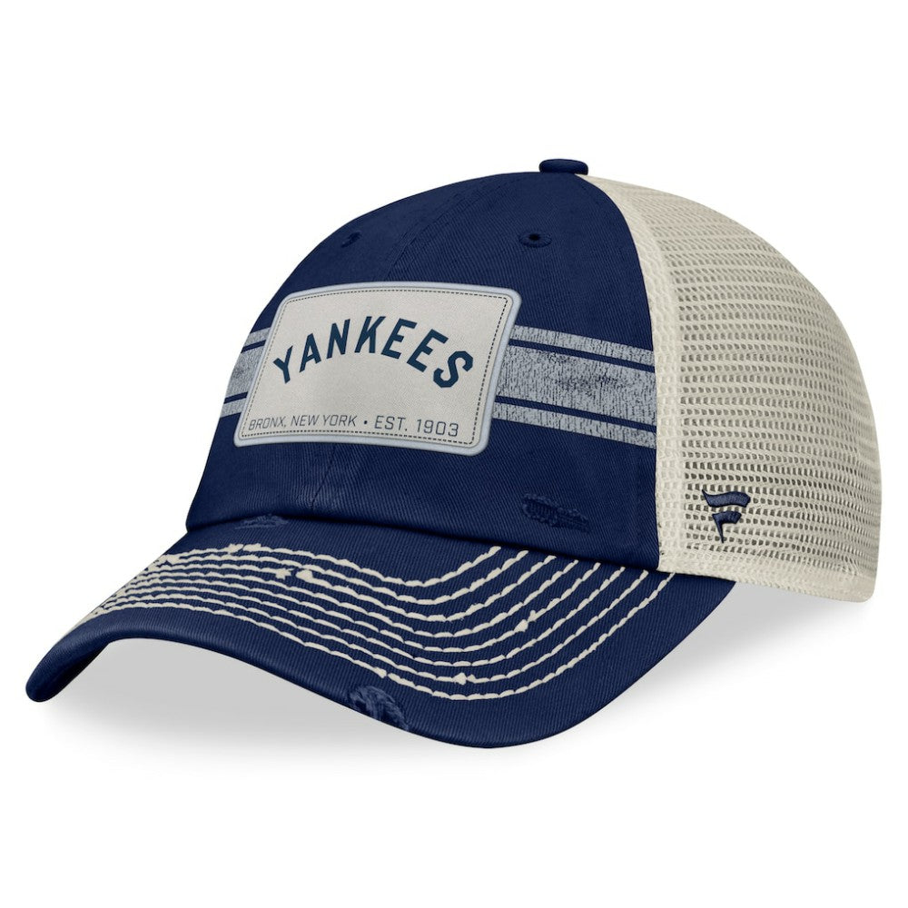 New York Yankees Fanatics  Heritage Stripe Trucker Adjustable Hat - Navy/Natural Hats