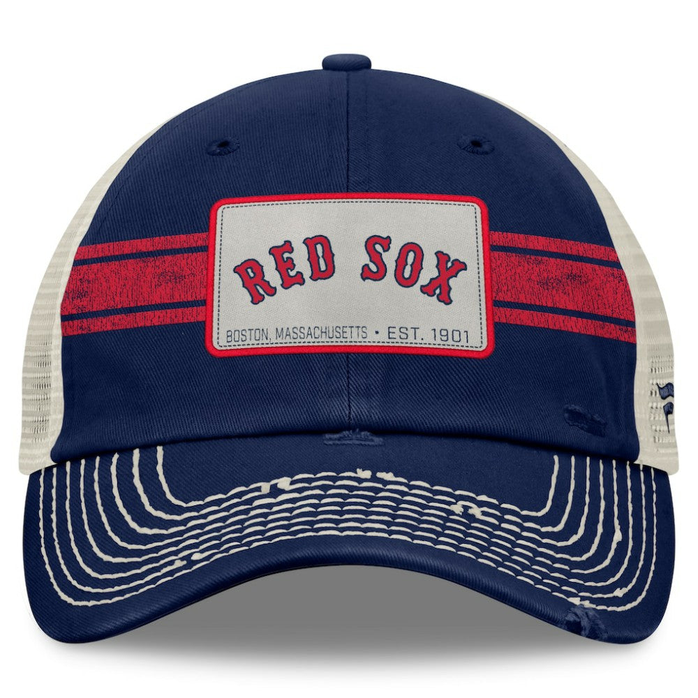 Boston Red Sox Fanatics  Heritage Stripe Trucker Adjustable Hat - Navy/Natural Hats