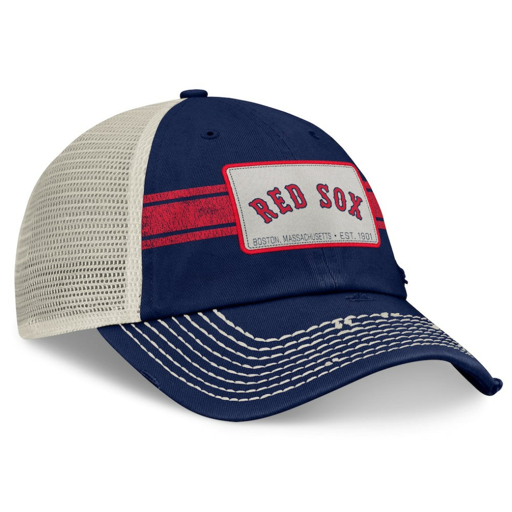 Boston Red Sox Fanatics  Heritage Stripe Trucker Adjustable Hat - Navy/Natural Hats