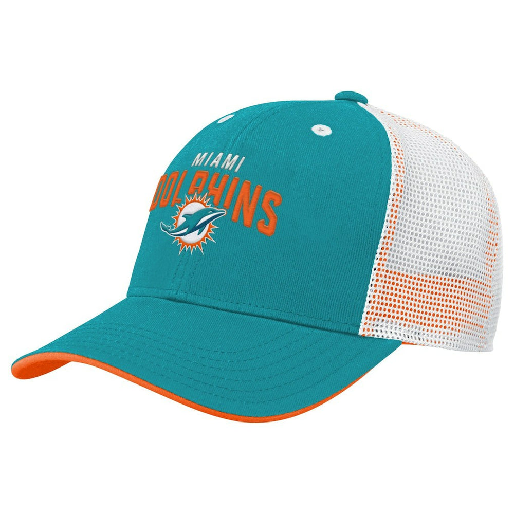 Miami Dolphins Youth Core Lockup Trucker Adjustable Hat Aqua