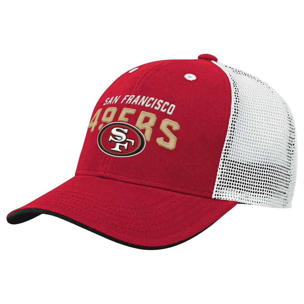 San Francisco 49ers Youth Core Lockup Trucker Adjustable Hat Scarlet
