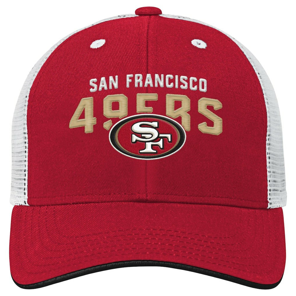 San Francisco 49ers Youth Core Lockup Trucker Adjustable Hat Scarlet