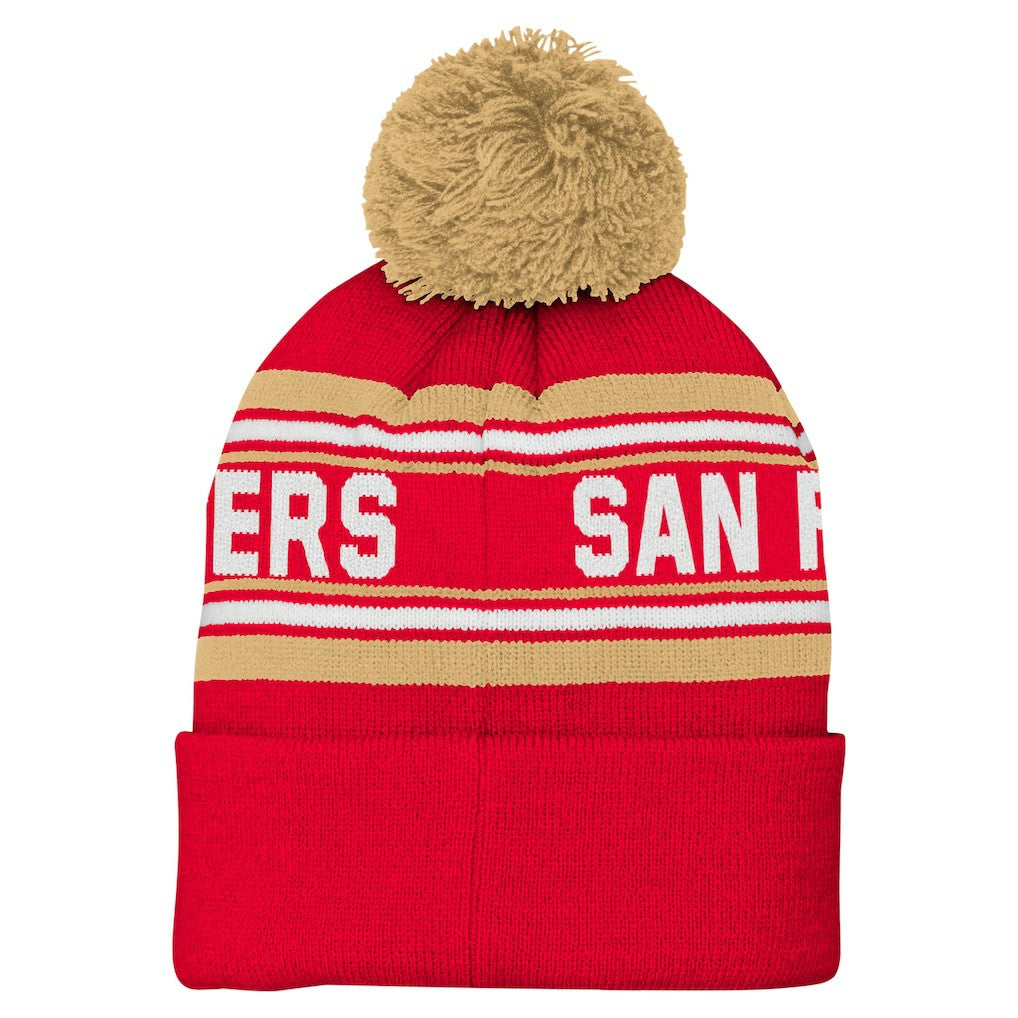 San Francisco 49ers Youth Jacquard Cuffed Knit Hat with Pom Scarlet