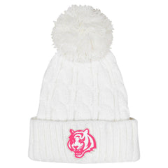 Cincinnati Bengals Girls Youth Cable Cuffed Knit Hat with Pom White
