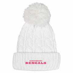 Cincinnati Bengals Girls Youth Cable Cuffed Knit Hat with Pom White