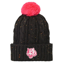 Cincinnati Bengals Girls Youth Nep Yarn Cuffed Knit Hat with Pom Black