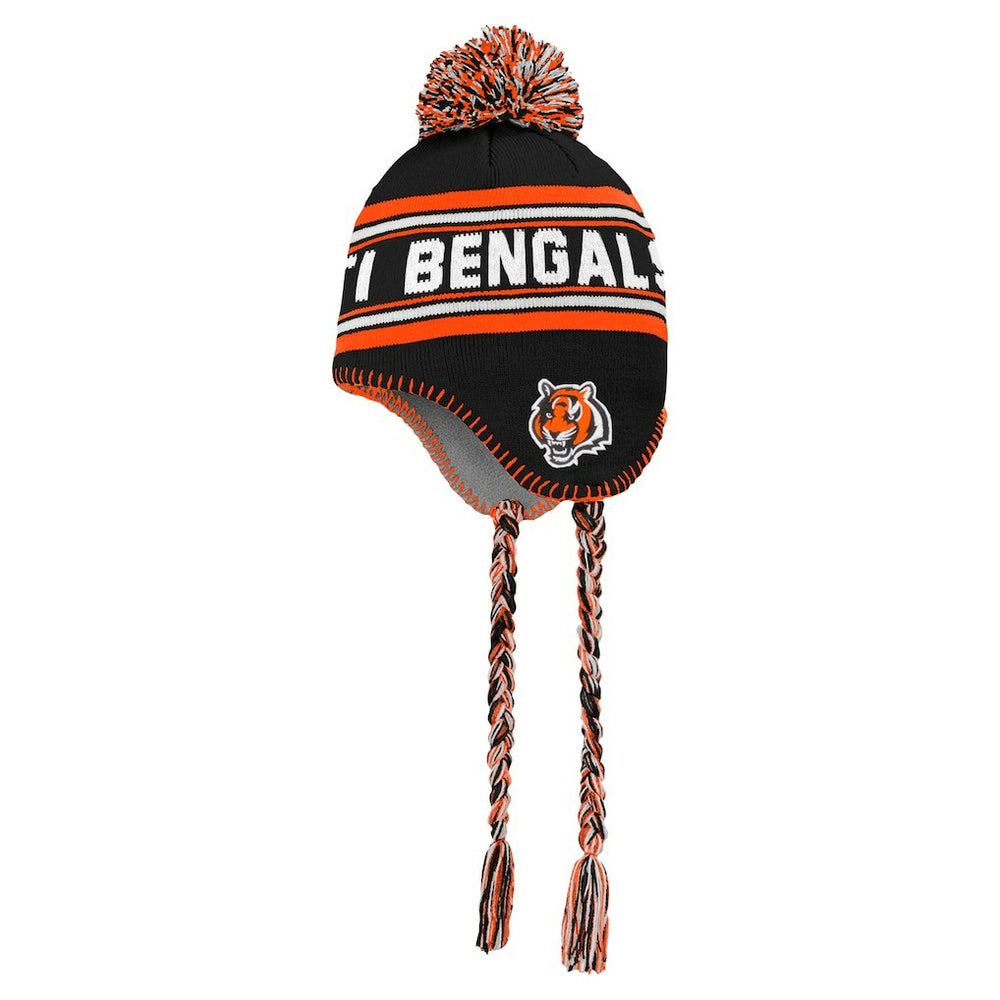 Cincinnati Bengals Preschool Jacquard Tassel Knit Hat with Pom Black