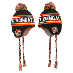 Cincinnati Bengals Preschool Jacquard Tassel Knit Hat with Pom Black