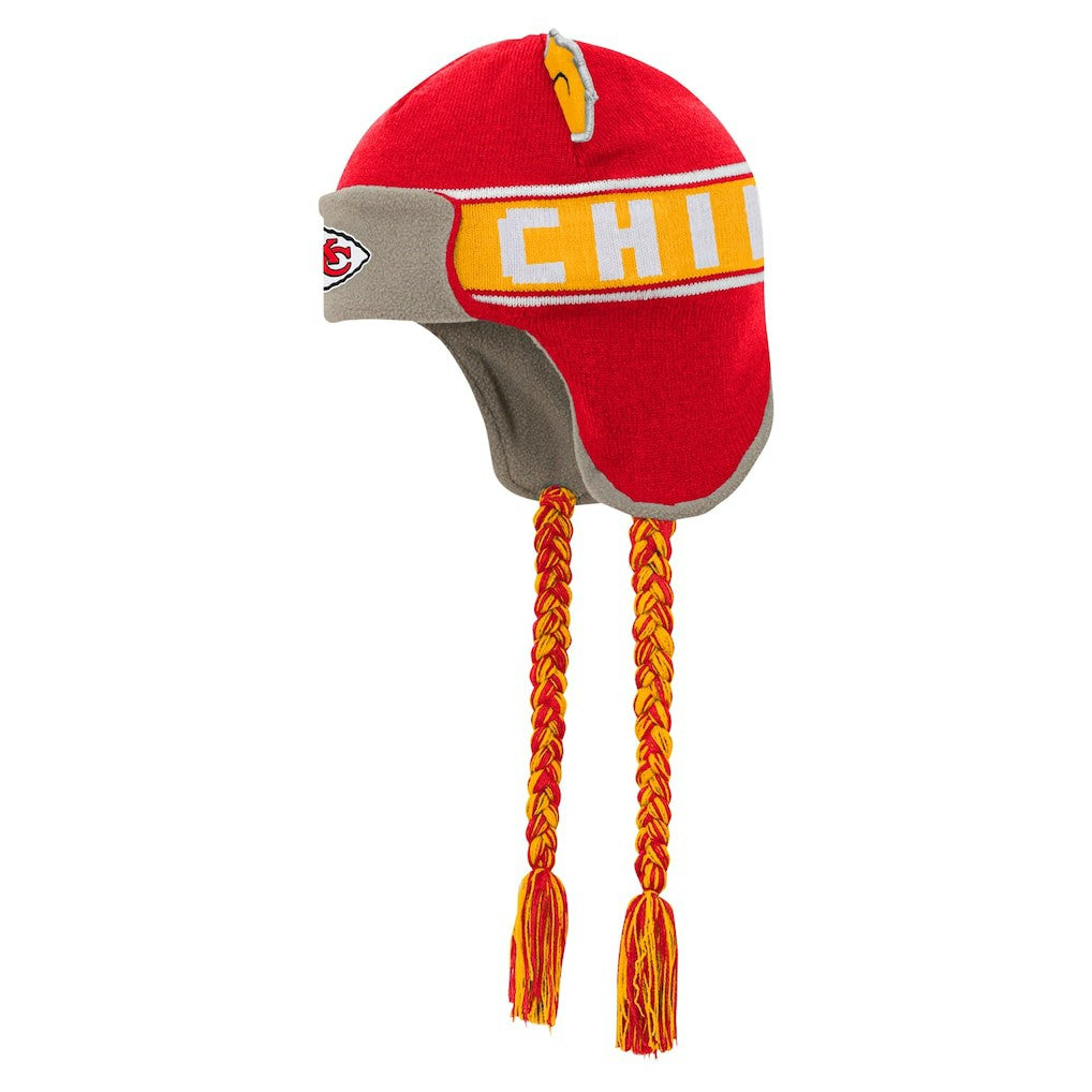 Kansas City Chiefs Youth Wordmark Ears Trooper Knit Hat Red