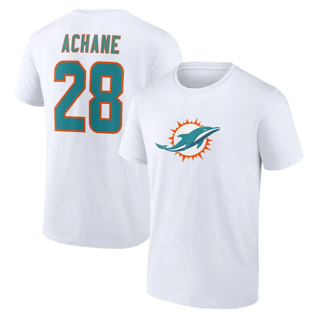 De’Von Achane Miami Dolphins Icon Player Name & Number T-Shirt White