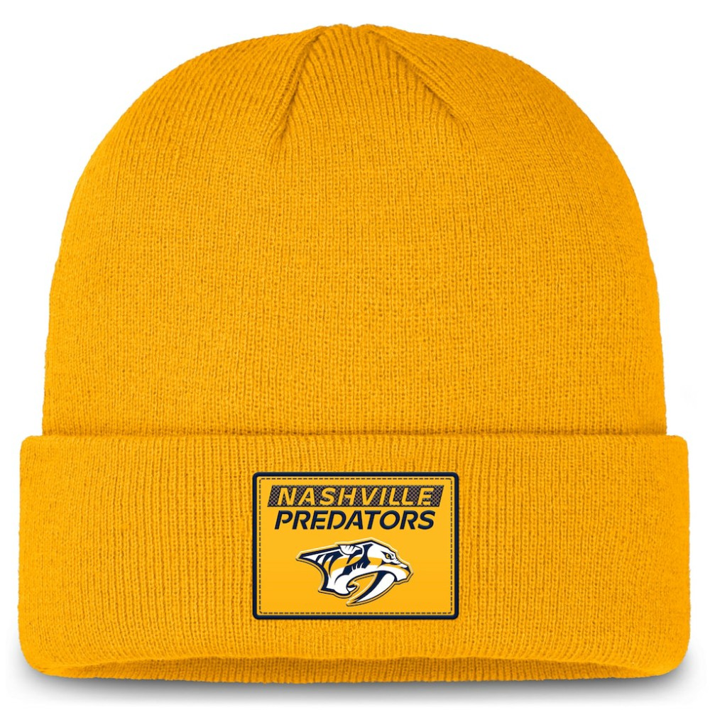 NHL Nashville Predators Fanatics Authentic Pro Cuffed Knit Hat - Gold