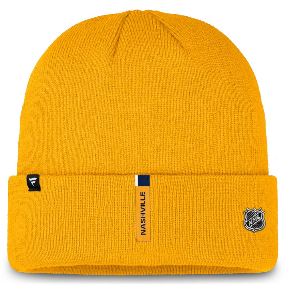 NHL Nashville Predators Fanatics Authentic Pro Cuffed Knit Hat - Gold