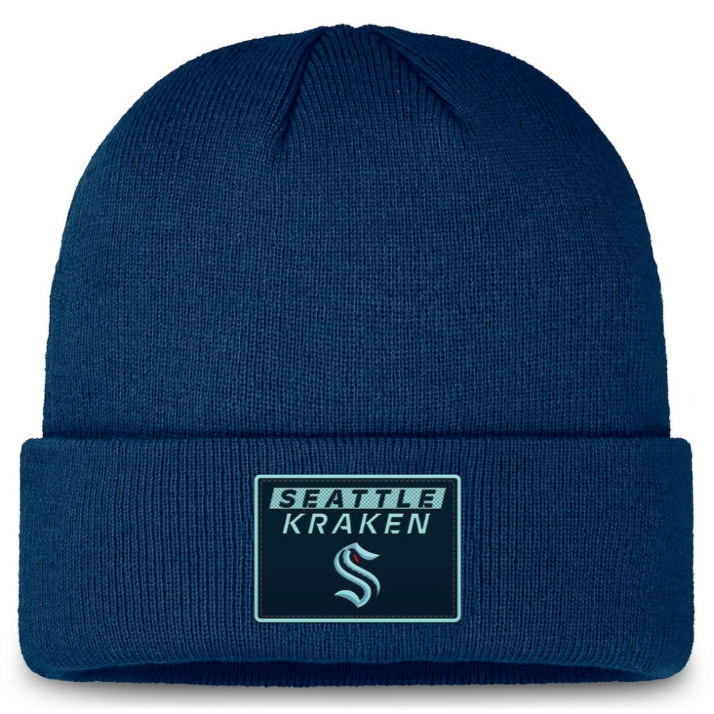 NHL Seattle Kraken Fanatics Authentic Pro Cuffed Knit Hat - Deep Sea Blue