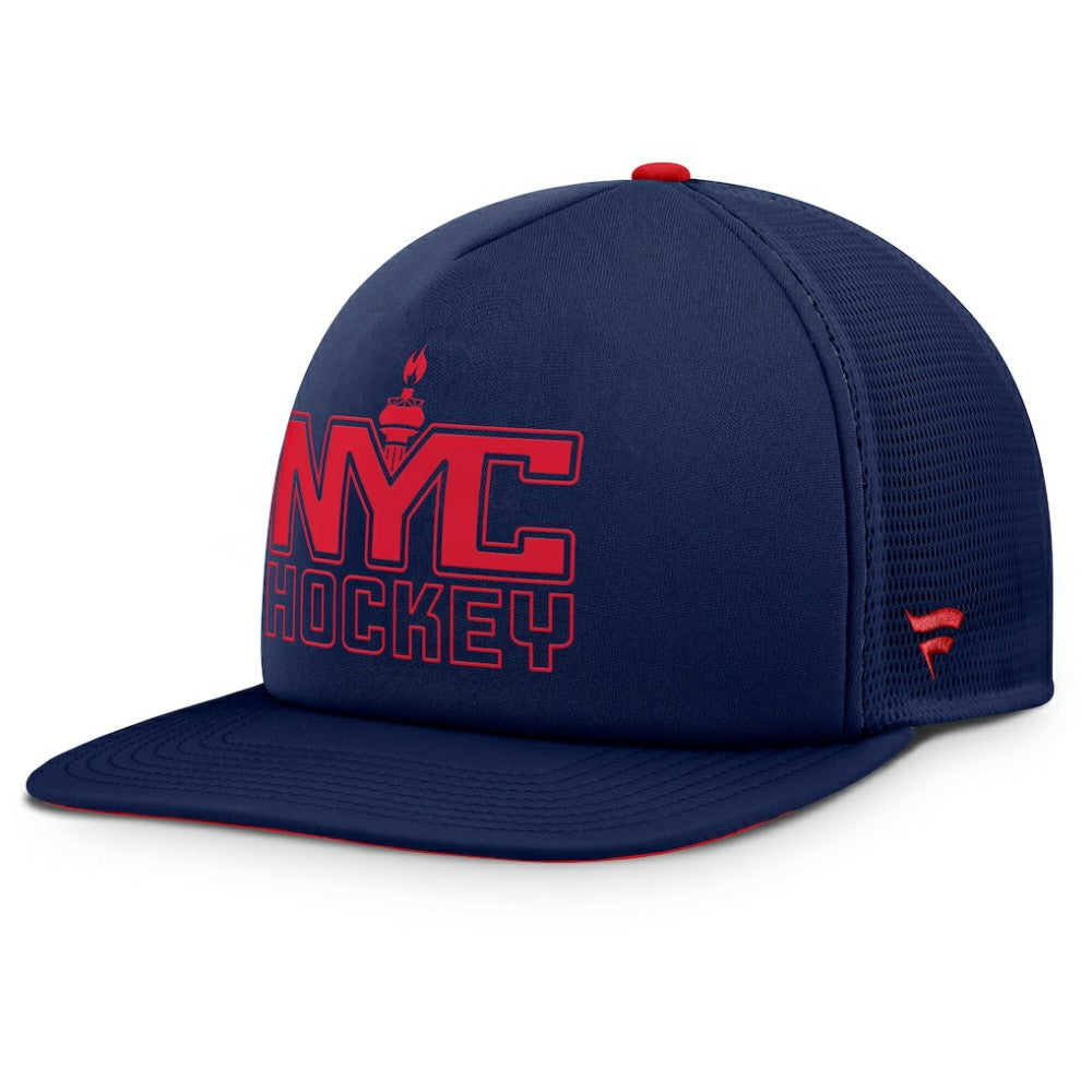 NHL New York Rangers Fanatics Authentic Pro Hometown Rink Foam Trucker Snapback Hat - Navy/Red