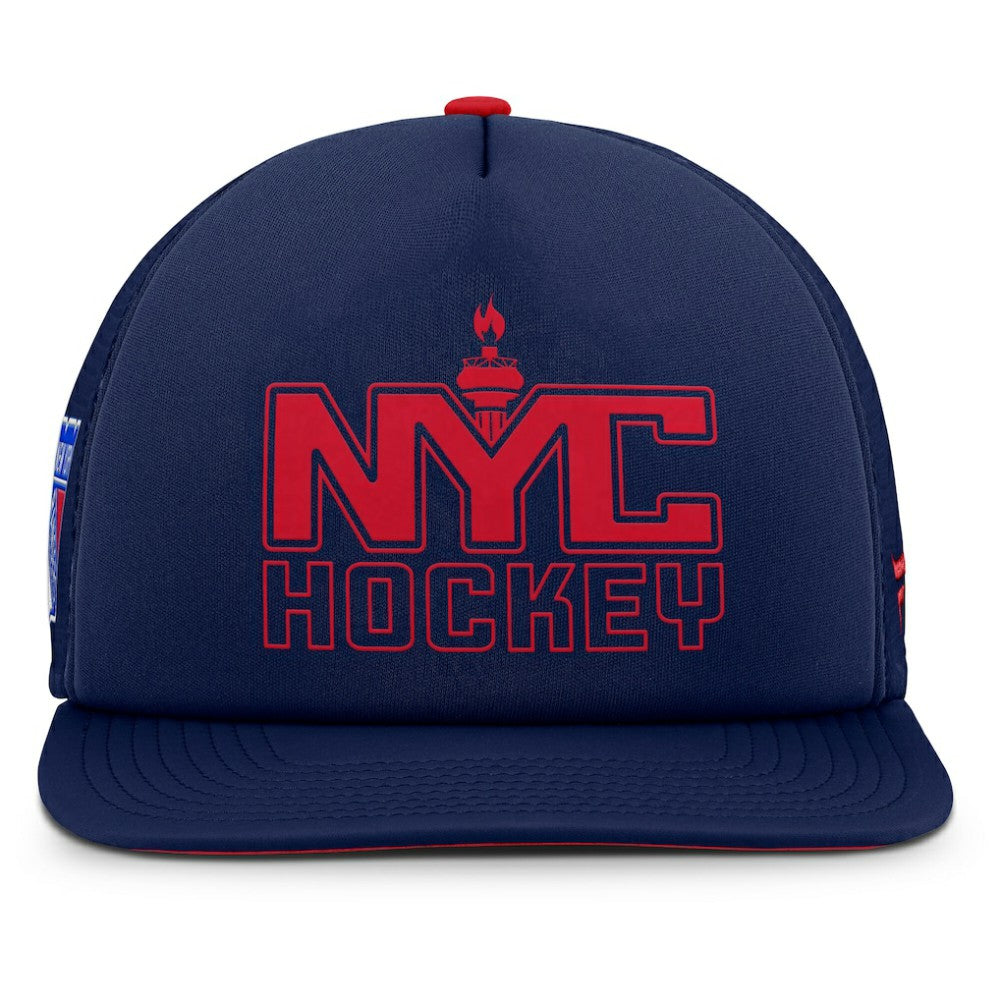 NHL New York Rangers Fanatics Authentic Pro Hometown Rink Foam Trucker Snapback Hat - Navy/Red