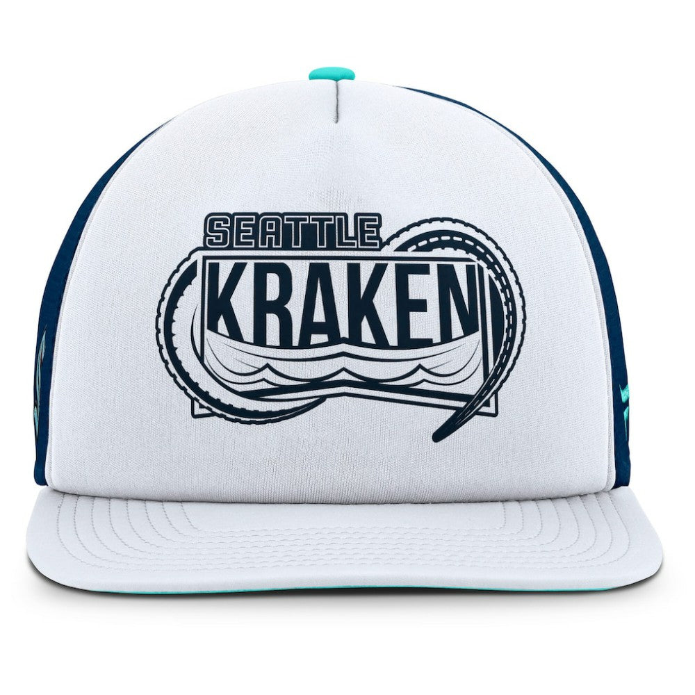 NHL Seattle Kraken Fanatics Authentic Pro Hometown Rink Foam Trucker Snapback Hat - White/Deep Sea Blue