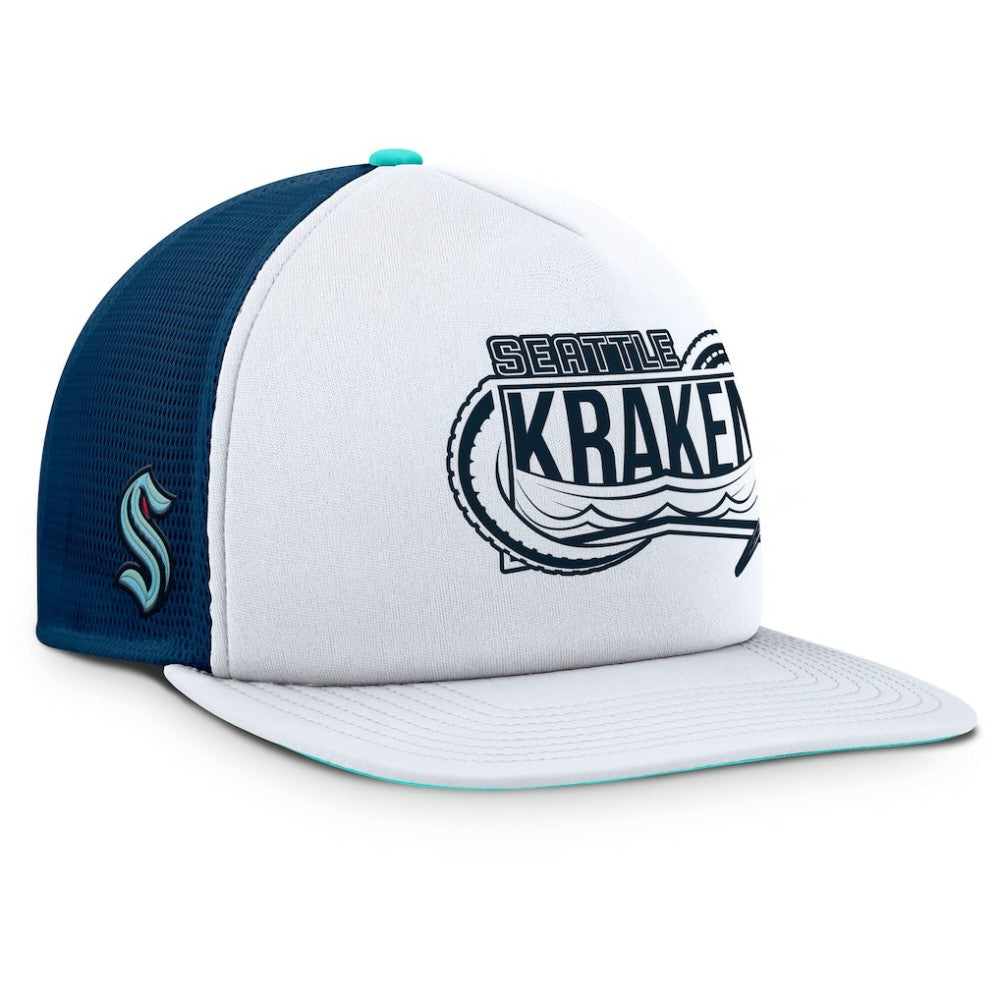 NHL Seattle Kraken Fanatics Authentic Pro Hometown Rink Foam Trucker Snapback Hat - White/Deep Sea Blue