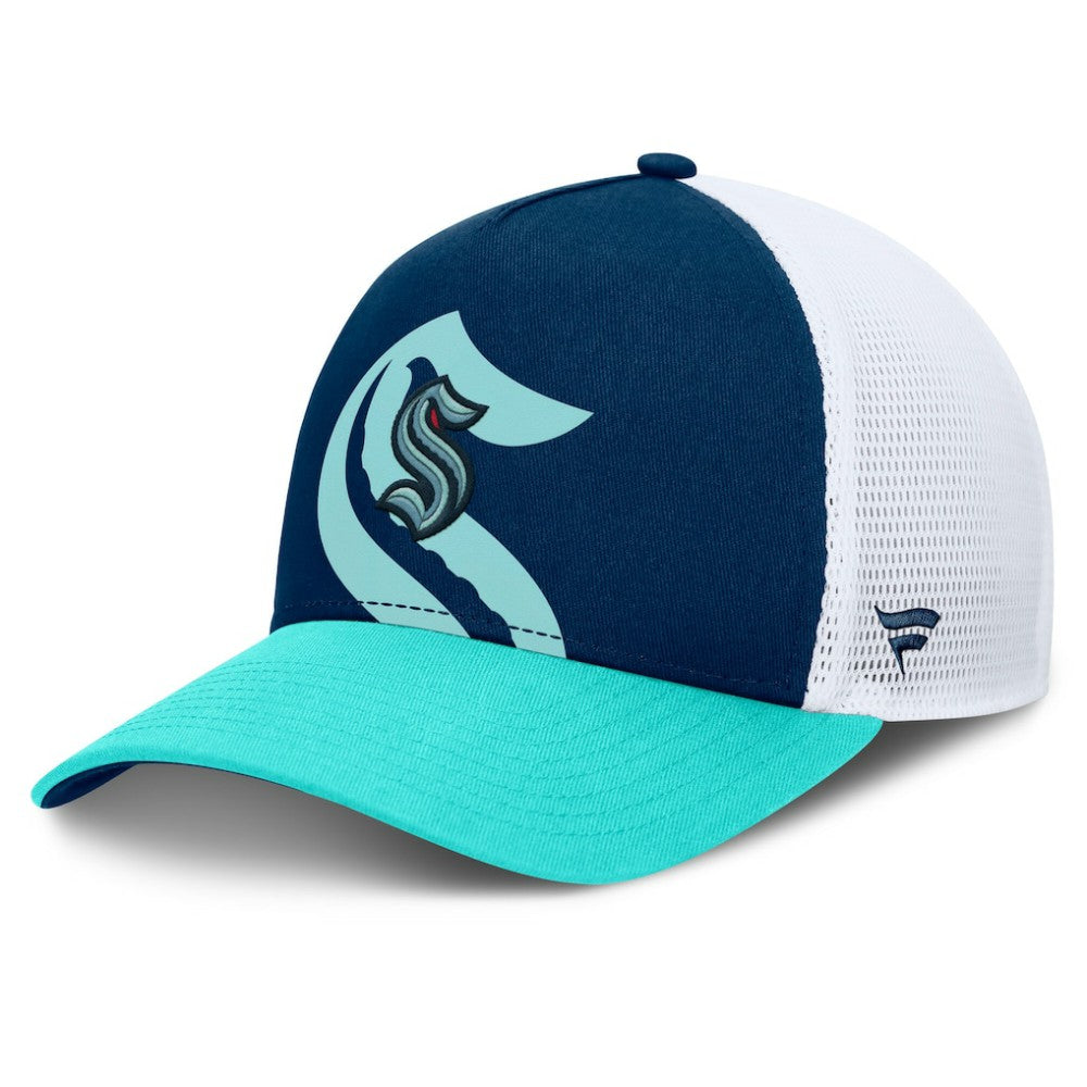 NHL Seattle Kraken Fanatics Authentic Pro A-Frame Rink Adjustable Hat - Deep Sea Blue/Light Blue