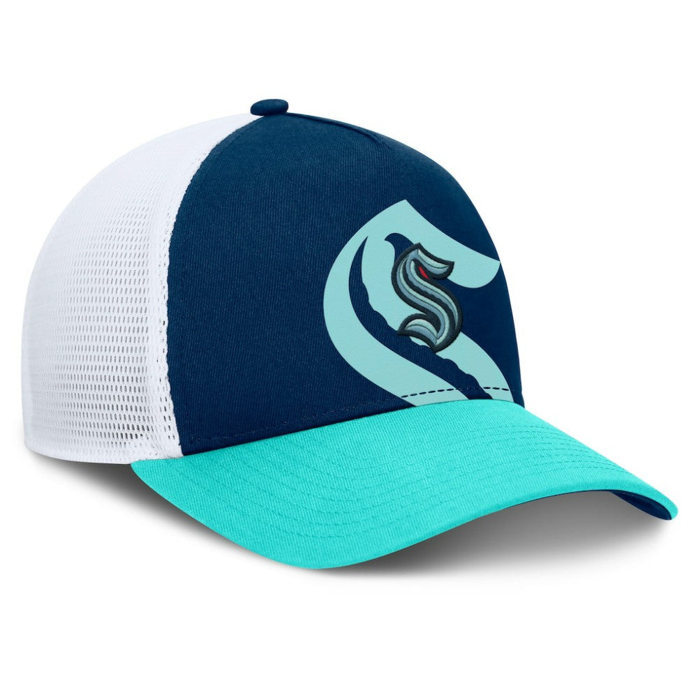 NHL Seattle Kraken Fanatics Authentic Pro A-Frame Rink Adjustable Hat - Deep Sea Blue/Light Blue