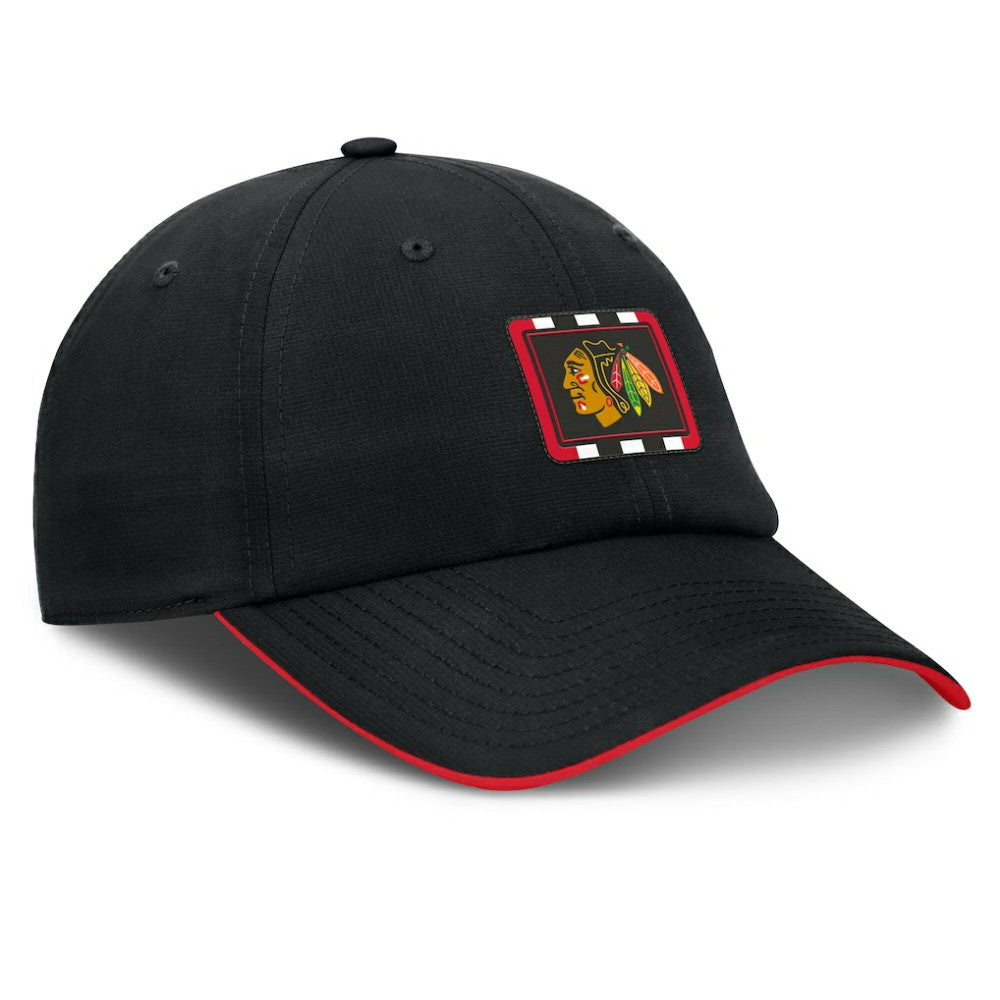 NHL Chicago Blackhawks Fanatics Authentic Pro Ripstop Adjustable Hat - Black/Red