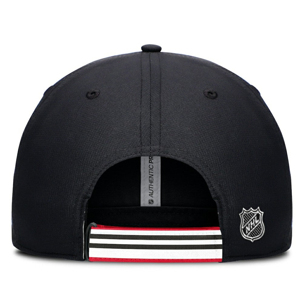 NHL Chicago Blackhawks Fanatics Authentic Pro Ripstop Adjustable Hat - Black/Red