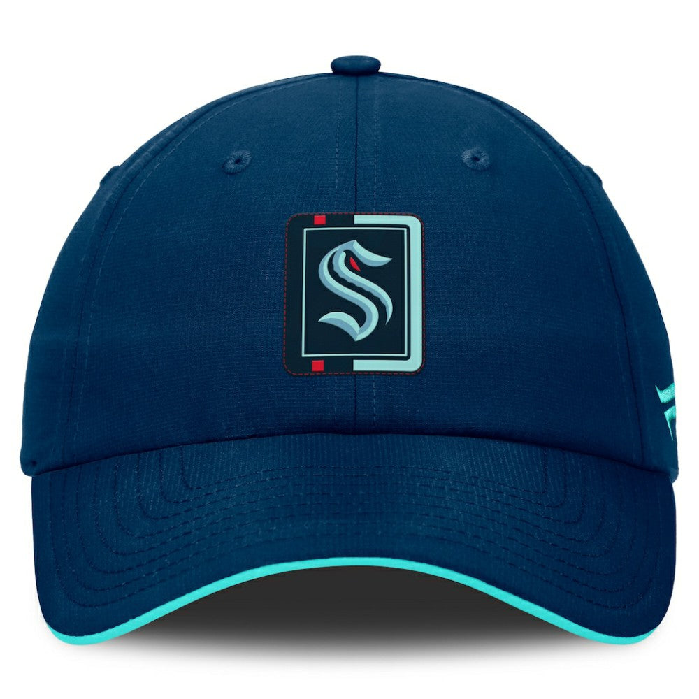 NHL Seattle Kraken Fanatics Authentic Pro Ripstop Adjustable Hat - Deep Sea Blue/Light Blue