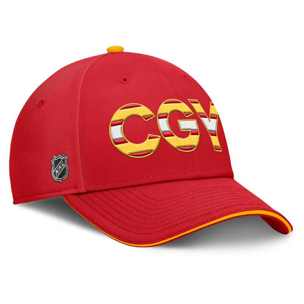 NHL Calgary Flames Fanatics Authentic Pro Rink Team Code Flex Hat - Red/Gold