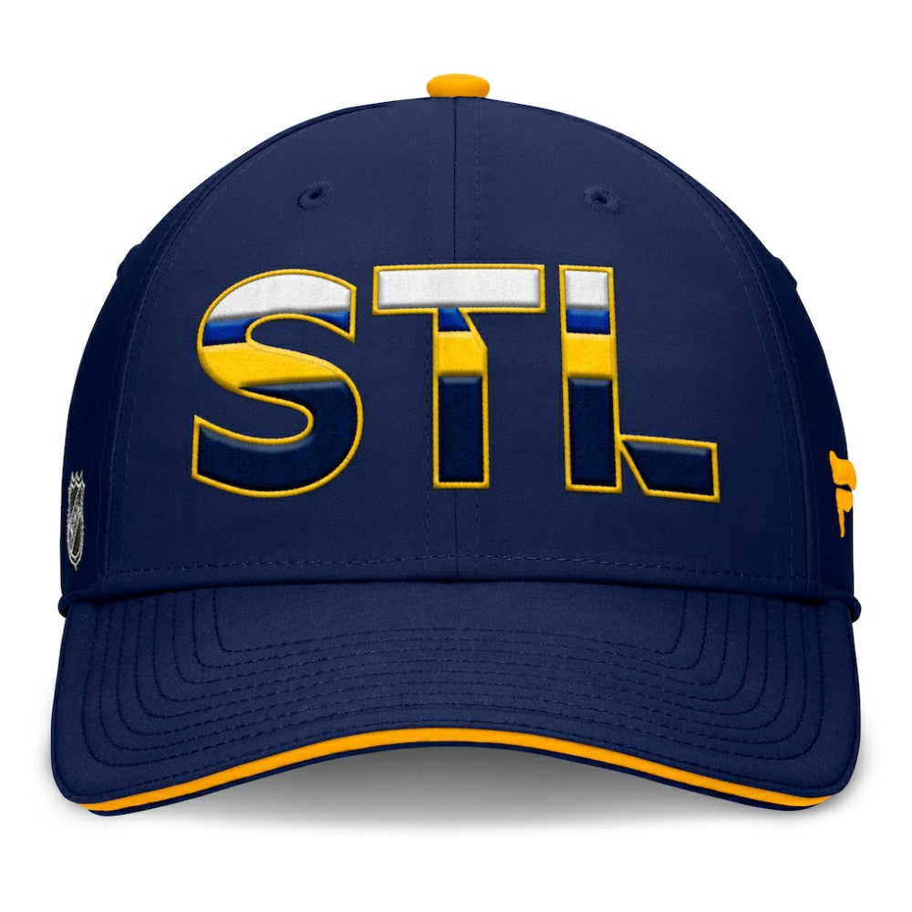 NHL St. Louis Blues Fanatics Authentic Pro Rink Team Code Flex Hat - Navy/Gold