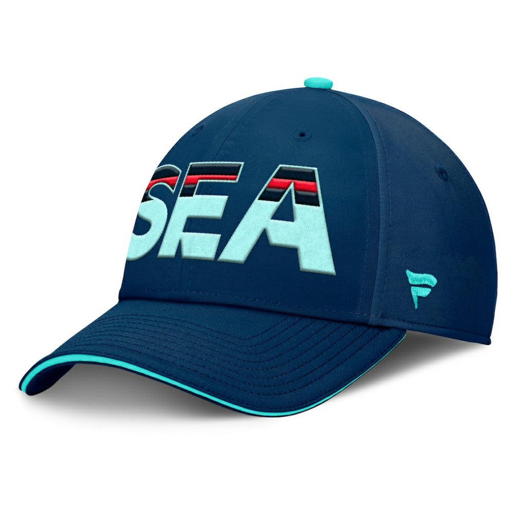 NHL Seattle Kraken Fanatics Authentic Pro Rink Team Code Flex Hat - Deep Sea Blue/Light Blue